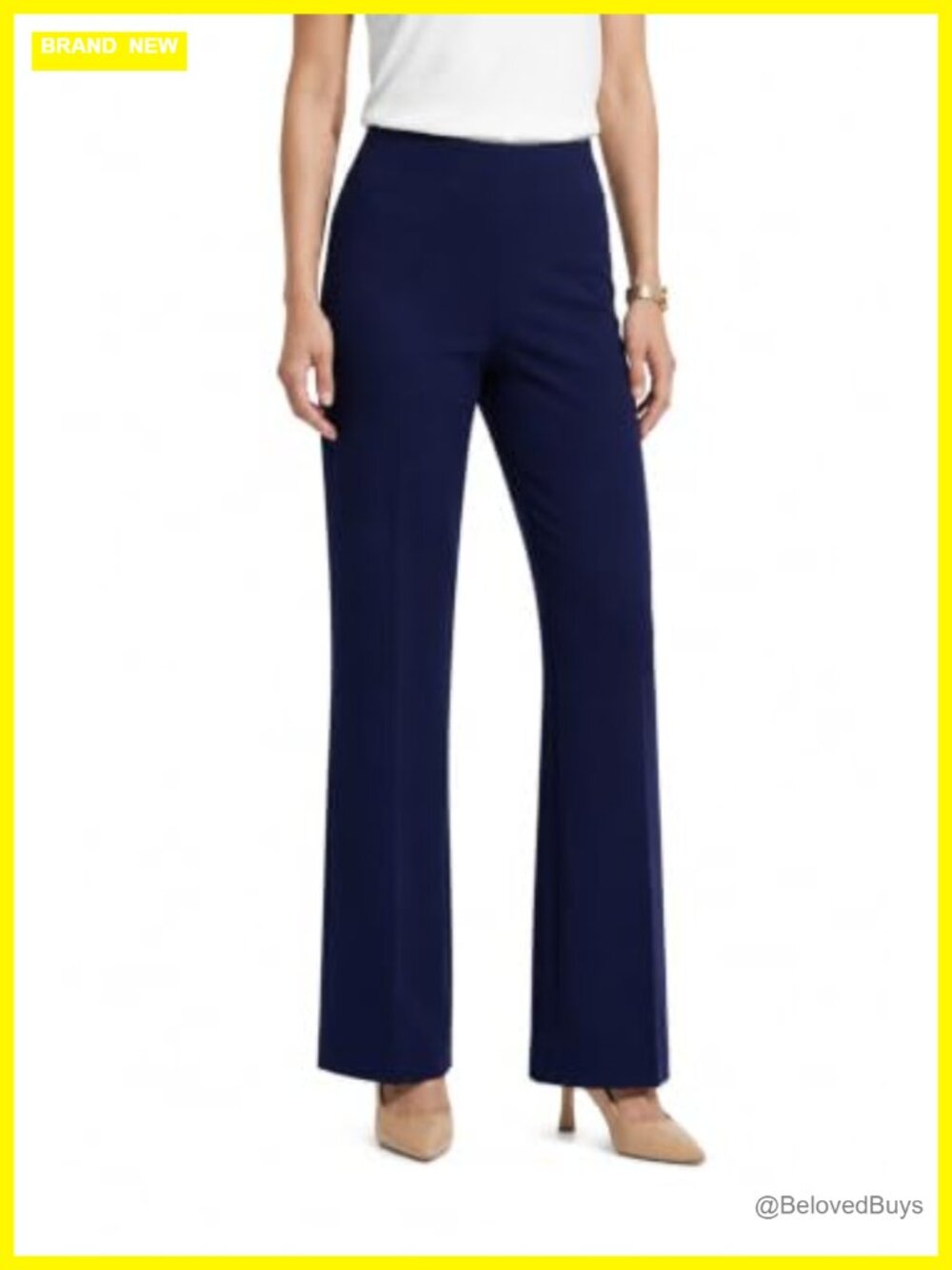 Plus High Rise Pull On Wide Leg Trousers Business Casual Pants